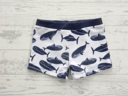 Zwembroek jongens wit donkerblauw walvissen maat 80
