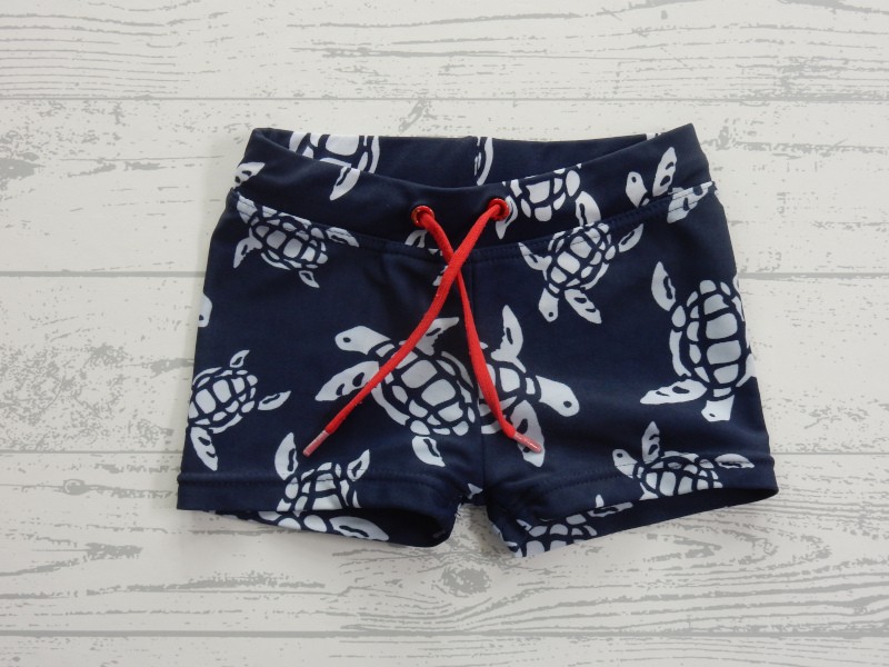 Hema baby zwembroek donkerblauw wit rood schildpadden maat 74-80