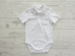 Gymp romper korte mouw polo kraagje wit maat 68