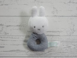 Nijntje knuffel rammelaar velours wit blauw gestreept ABC