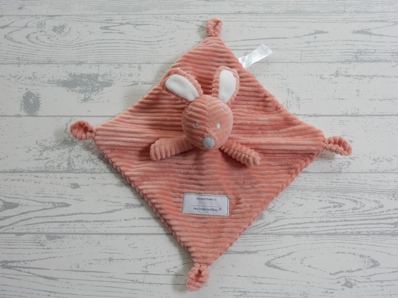 VIB knuffeldoek velours corduroy oud roze wit Konijn