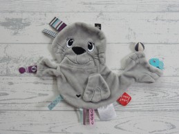 Label Label knuffeldoek labeldoek velours grijs zwart labels Friends zeehond