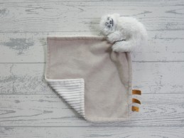 Prenatal knuffeldoek velours grijs wit ribstof luiaard