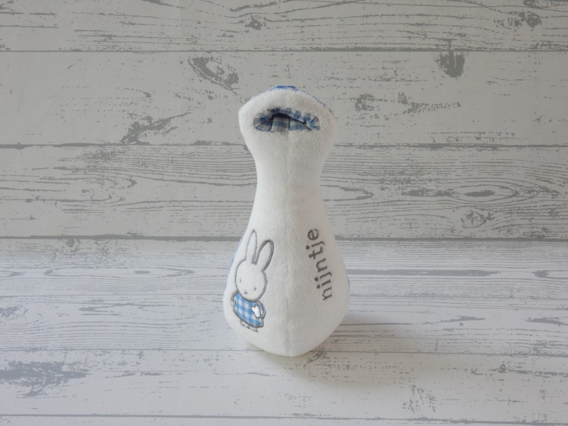 Nijntje Knuffel je Speen velours wit blauw geruit