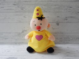 Bumba Studio 100 knuffel rammelaar velours geel roze korrels 30 cm