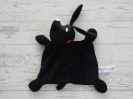Hema knuffeldoek velours zwart wit rood hond Takkie