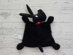 Hema knuffeldoek velours zwart wit rood hond Takkie