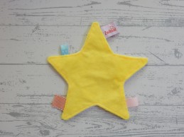 Zwitsal knisperdoekje velours wit geel bolletjes ster
