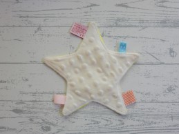 Zwitsal knisperdoekje velours wit geel bolletjes ster