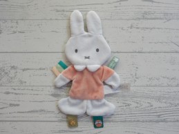 Nijntje knisperdoekje knuffeldoek velours zalmroze grijs