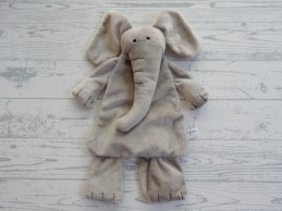 Difrax platte knuffel knuffellap velours grijs Olifant Elliot