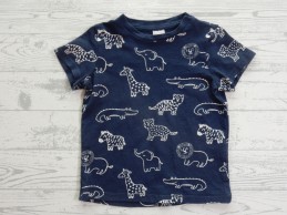 H&M t-shirt donkerblauw wit dieren maat 80