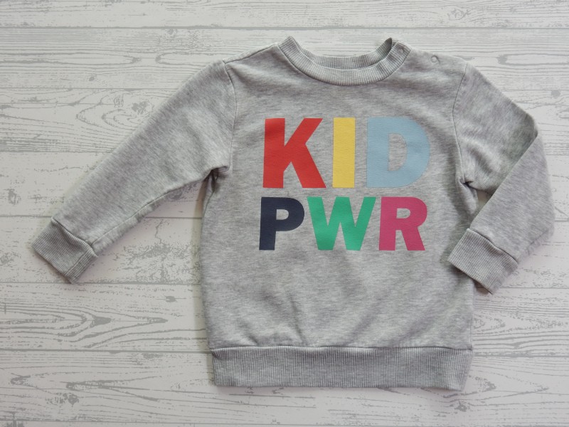 H&M sweater grijs melange Kid Power maat 86-92