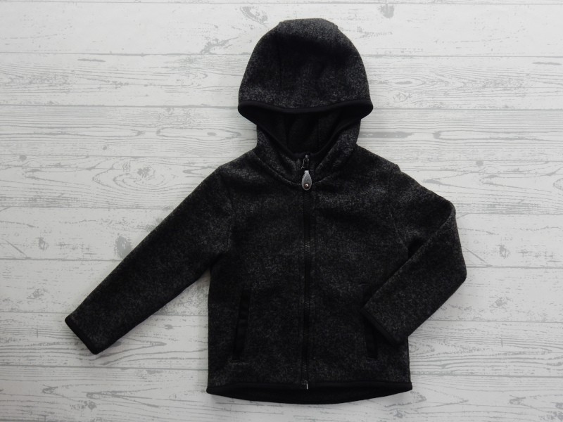 H&M kindervest gebreid fleece zwart gemeleerd maat 86-92
