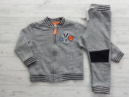 Hema 2 delige set met longsleeve grijs melange zwart oranje maat 92