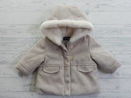 Kiabi winterjas wolachtig stof imitatiebont zand beige maat 68