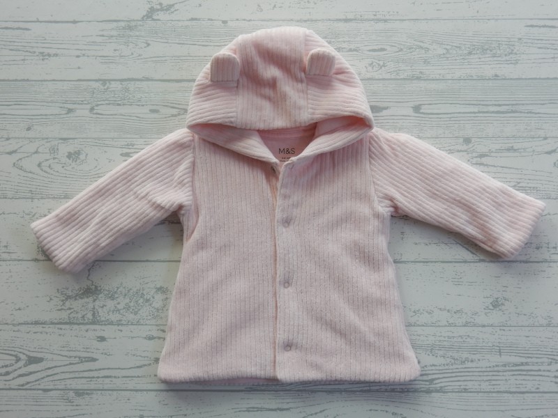 Marks & Spencer M&S vest jasje dun gevoerd ribstof roze maat 68