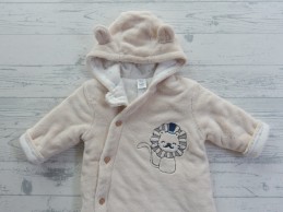 Baby Club baby overall ecru blauw knoopjes leeuw maat 62