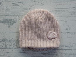 Muts gebreid lichtroze goud glitter strikje maat 50 cm