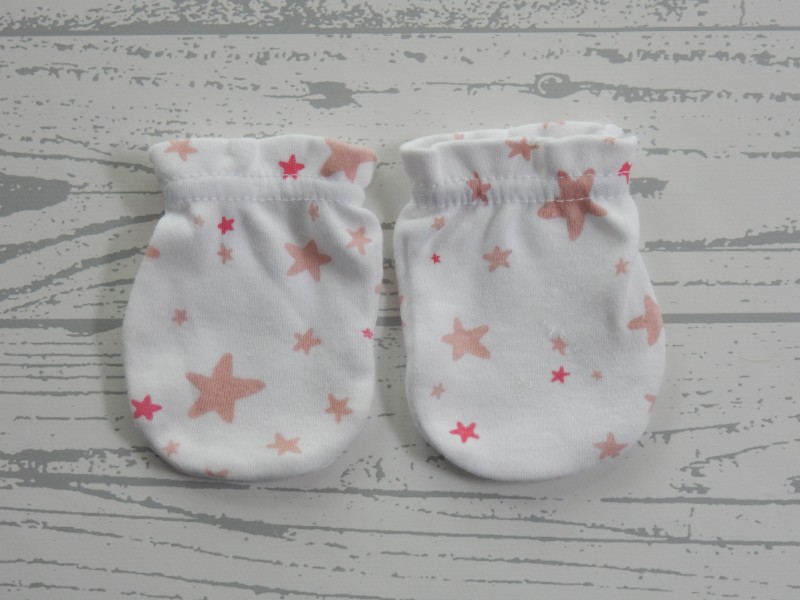 Krabwantjes wit zalmroze roze sterren 1 maat