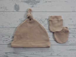Babymutsje krabwantjes beige bruin maat 0-3 maanden