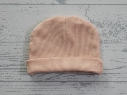 Babymutsje ribstof licht zalmroze 1 maat