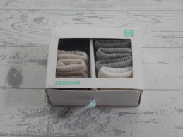 Set 6 paar babysokken omslag wit beige grijs zwart maat 0-6 maanden