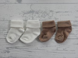 Set 6 paar babysokken omslag wit beige grijs zwart maat 0-6 maanden