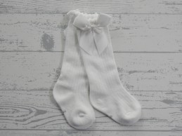 Kniesokken off-white ecru strikje maat 9-12 maanden