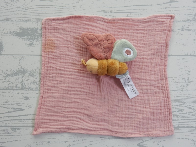 Little Dutch knuffeldoek velours katoen roze bruin vlinder Flowers & Butterflies