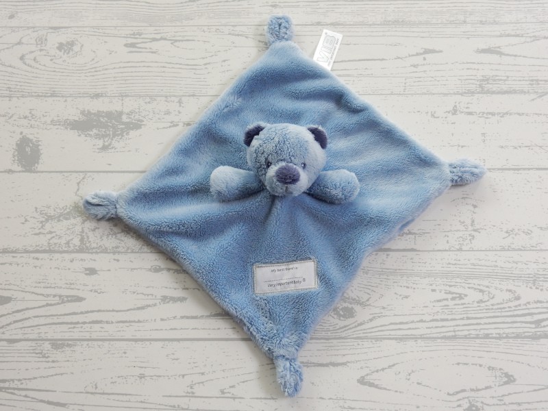 VIB pluche knuffeldoek velours blauw donkerblauw beer
