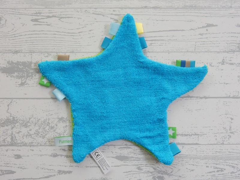 Funnies speendoek knuffeldoek badstof blauw groen ster