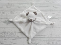 Simba Toys knuffeldoek velours wit bruin suede borduur muis