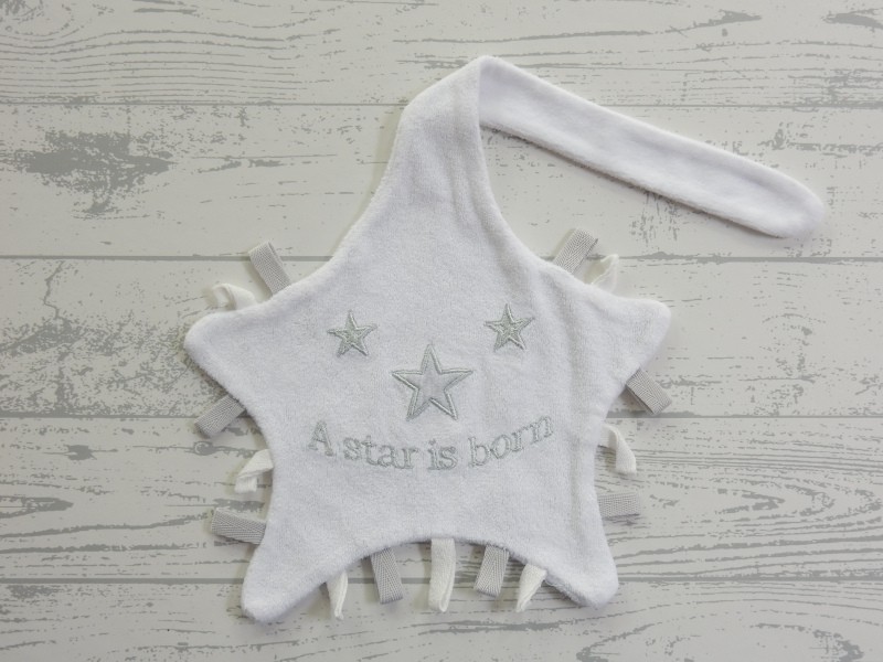 Petit Villain knuffeldoek speendoek velours wit zilver A Star is Born