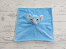 Wibra knuffeldoek velours blauw wit rammeltje olifant