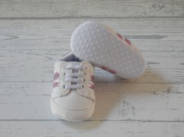 Baby schoentjes gymp nep leer wit roze metallic maat 15-16
