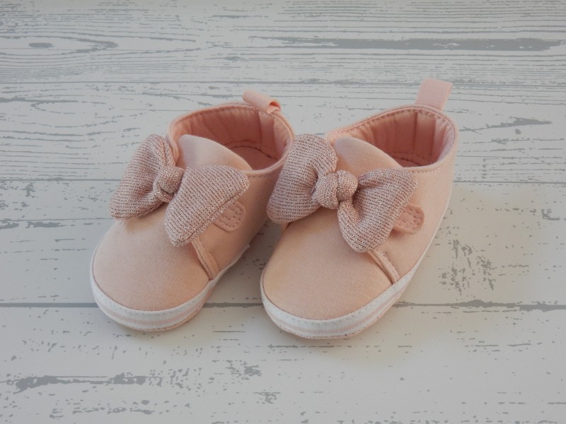 Mothercare baby schoentjes zalm roze glitter strik maat 16