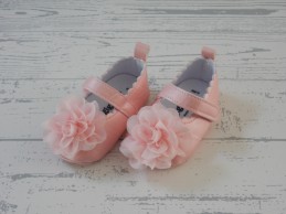 Giggles baby ballerina's schoen roze metallic bloem maat 15-16