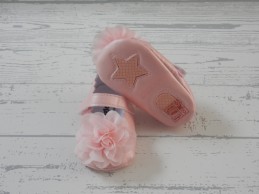 Giggles baby ballerina's schoen roze metallic bloem maat 15-16
