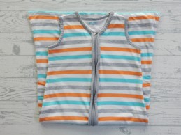 Hema babyslaapzak tricot wit blauw oranje gestreept maat 68-80