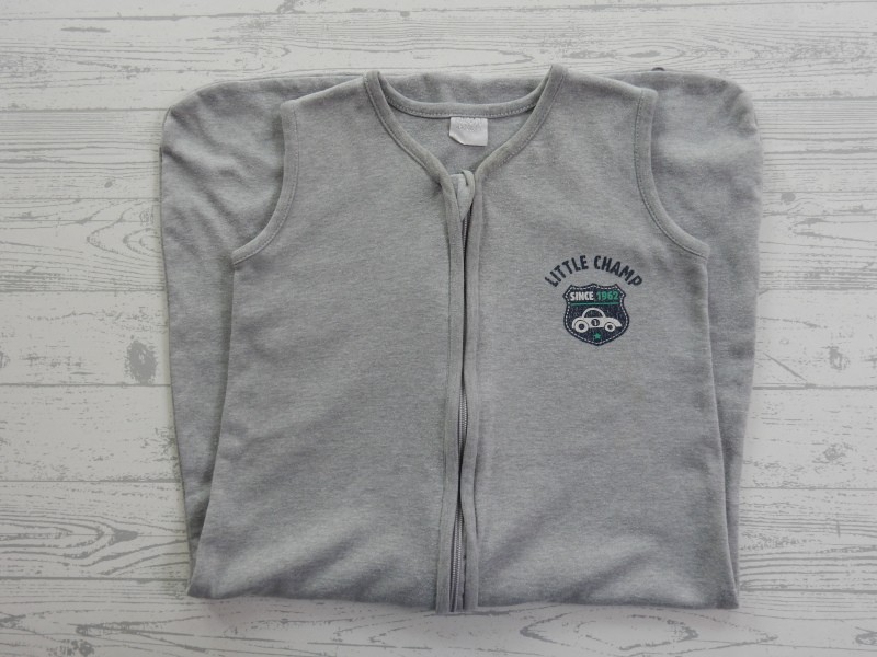 Slaapzak tricot grijs groen donkerblauw Little Champ maat 80-90 cm