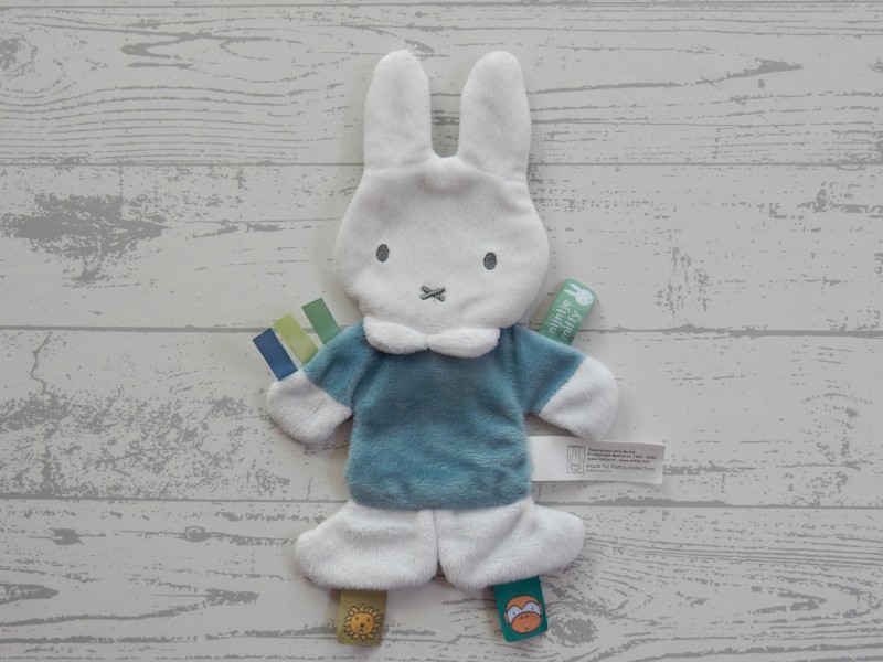 Nijntje knisperdoekje knuffeldoek velours blauw petrol grijs tricot