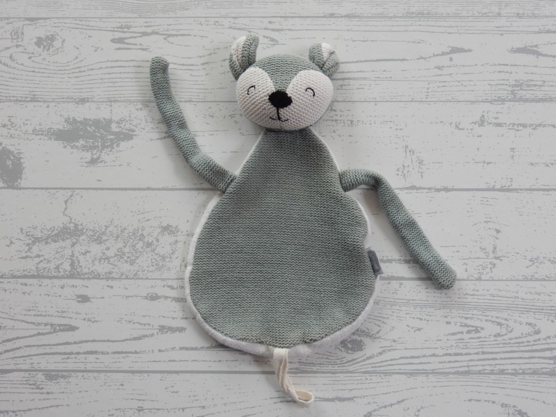 Jollein knuffeldoek badstof gebreid wit groen ash green hert