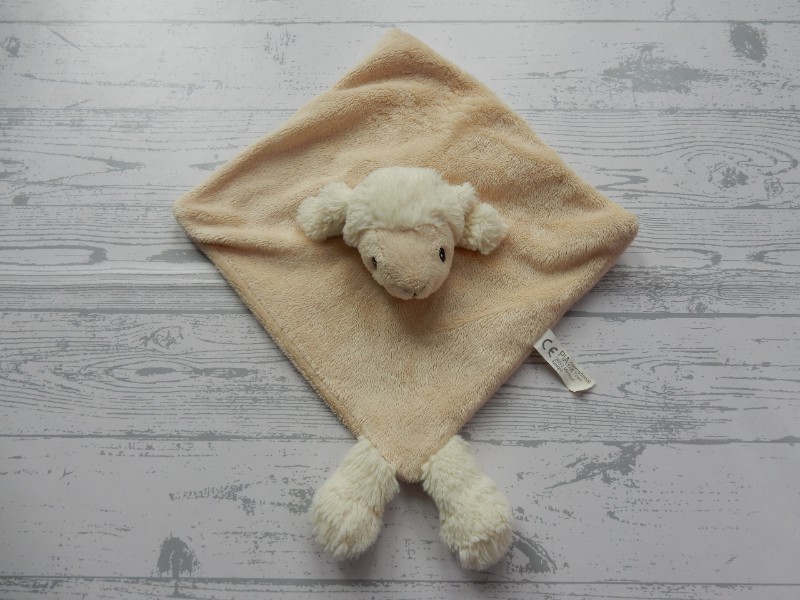 PIA Soft Toys knuffeldoek velours beige Schaap