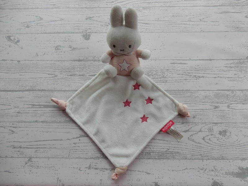 Nijntje knuffeldoek velours wit lichtroze roze denim sterren