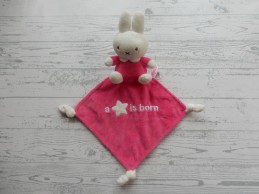 Nijntje knuffeldoek velours wit fuchsia roze A star is Born