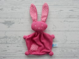 Lief! Lifestyle knuffeldoek velours fuchsia roze hartjes Konijn