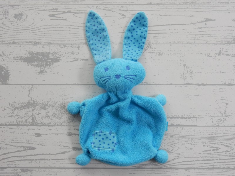 Lief! Lifestyle knuffeldoek velours blauw sterretjes Konijn