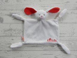Bonbebe knuffeldoek velours wit rood roze konijn