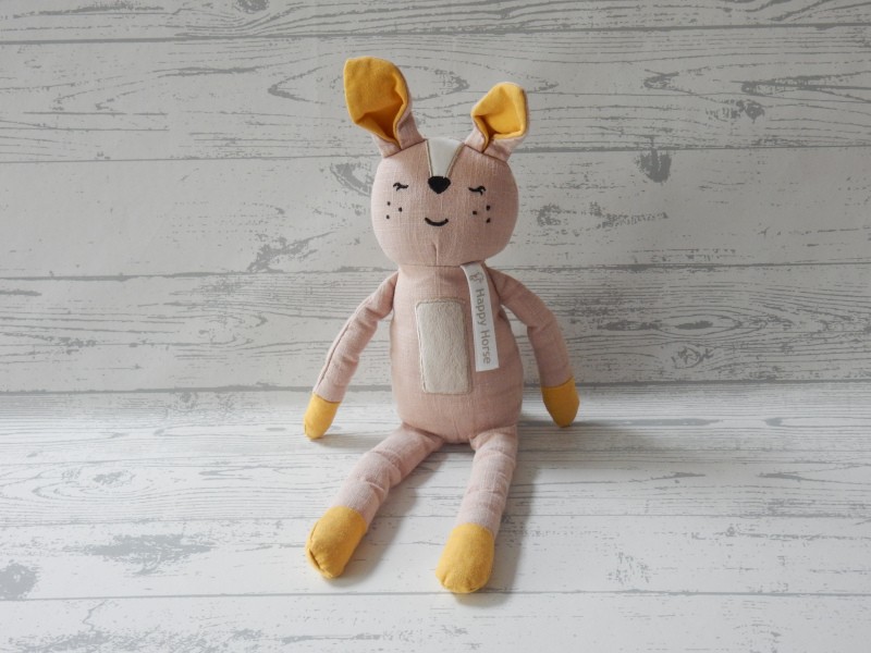Happy Horse knuffel katoen slungel roze geel konijn Reeva